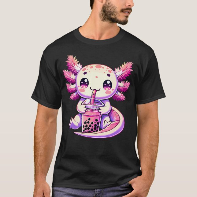 Camiseta Axolotl Bubble Boba Tea Anime Cute Kawaii Axolotl (Frente)
