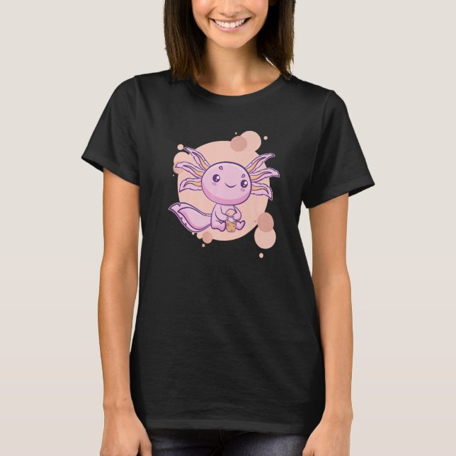 Camiseta Axolotl Bubble Tea Boba Ambystoma Mexicanum Walkin (Frente)