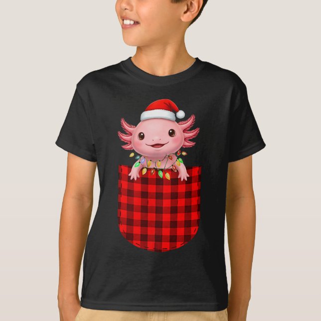 Camiseta Axolotl Buffalo Red Plaid Cket Christmas Funny Men (Frente)