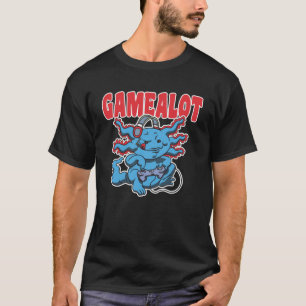 Camiseta Axolotl com controlador e Gamealot