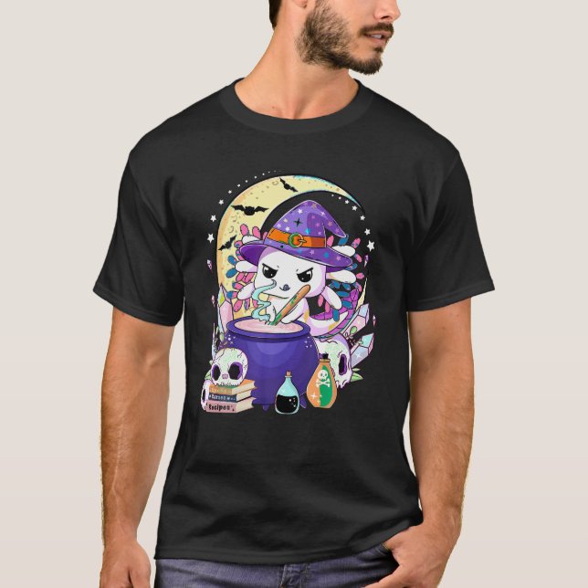 Camiseta Axolotl com Eixo Axolotl de Bruxas de Poção Mágica (Frente)