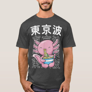 Camiseta Axolotl Come Ramen Milk Kawaii Crianças Estéticas 