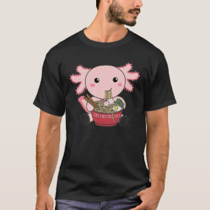 Camiseta Axolotl Comida Ramen Japonês Comida Kawaii Animais