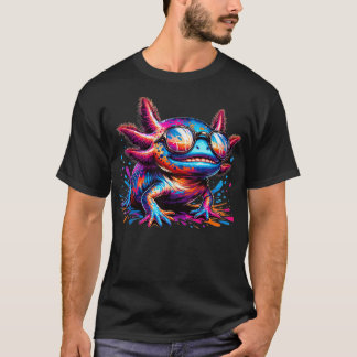 Camiseta Axolotl Cónico Vintage Arte Axolotl Colorida com S