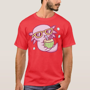 Camiseta Axolotl Cujo Alcance Se Encontra Com Água De Coco