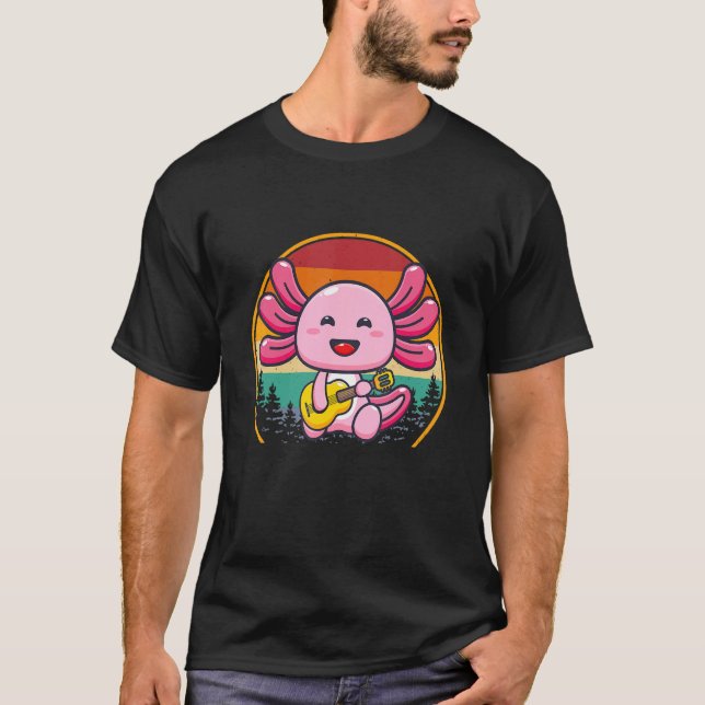 Camiseta Axolotl Cute Axolotl Tocando Violão (Frente)