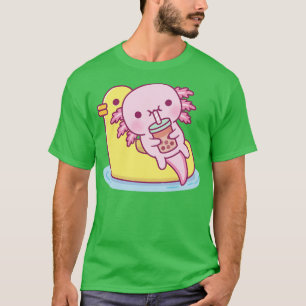 Camiseta Axolotl Cute g na bolha de Bebendo flutuante da Pi