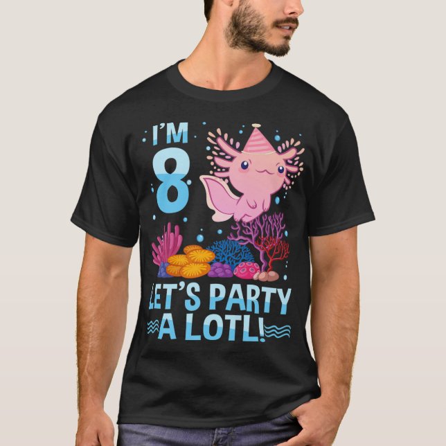 Camiseta Axolotl de 8 anos Meninas de 8 de aniversário Meni (Frente)
