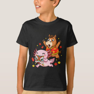 Camiseta Axolotl de Cavalo Chinês Divertido Feliz para Cria
