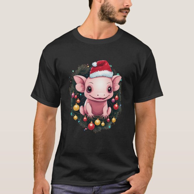 Camiseta axolotl de Natal, xolotl fofo, xmas engraçados (Frente)