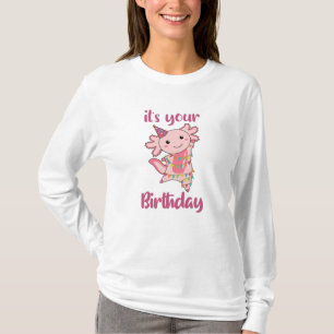 Camiseta Axolotl Deseja Feliz Aniversário Para Você Axolotl