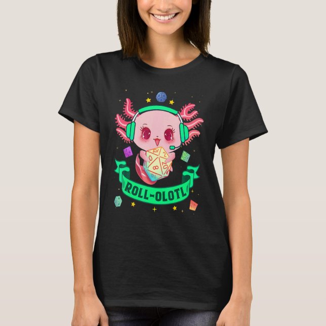 Camiseta Axolotl Dice Para Dragões D20 Rpg Gamer Fantasy Ga (Frente)