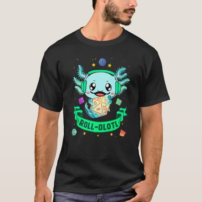 Camiseta Axolotl Dice Para Dragões D20 Rpg Gamer Fantasy Ga (Frente)
