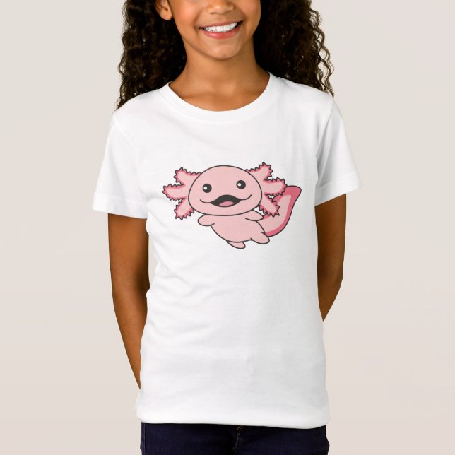 Camiseta Axolotl Diferentes Tipos De Animais Em Cuta Axolot (Frente)