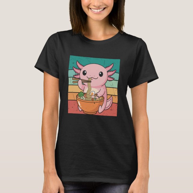 Camiseta Axolotl Eating Japanese Ramen Noodles Lovers Women (Frente)