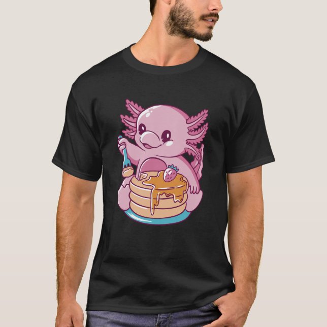 Camiseta Axolotl Eating Pancakes Cute (Frente)