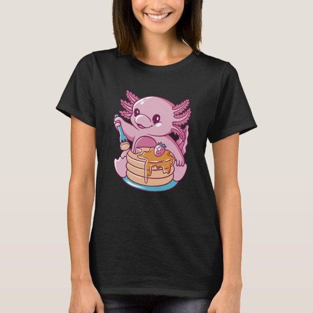 Camiseta Axolotl Eating Pancakes Cute (Frente)