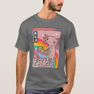 Camiseta Axolotl Eating Ramen Japão Estilo 80S Otaku Vapor