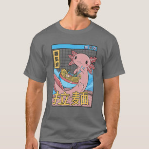 Camiseta Axolotl Eating Ramen Japão Estilo 80S Otaku Vapor
