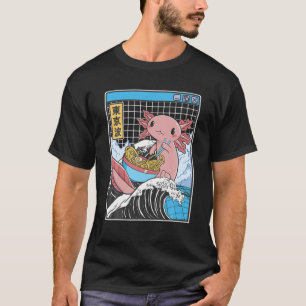 Camiseta Axolotl Eating Ramen Kanagawa Wave Kawaii Anime Va