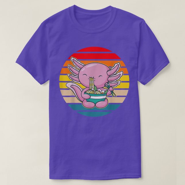 Camiseta Axolotl Eating Ramen Kawaii Anime Japanese Food Ki (Frente do Design)