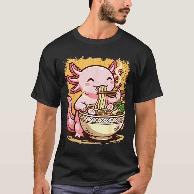 Camiseta Axolotl Eating Ramen Noodles  (Frente)