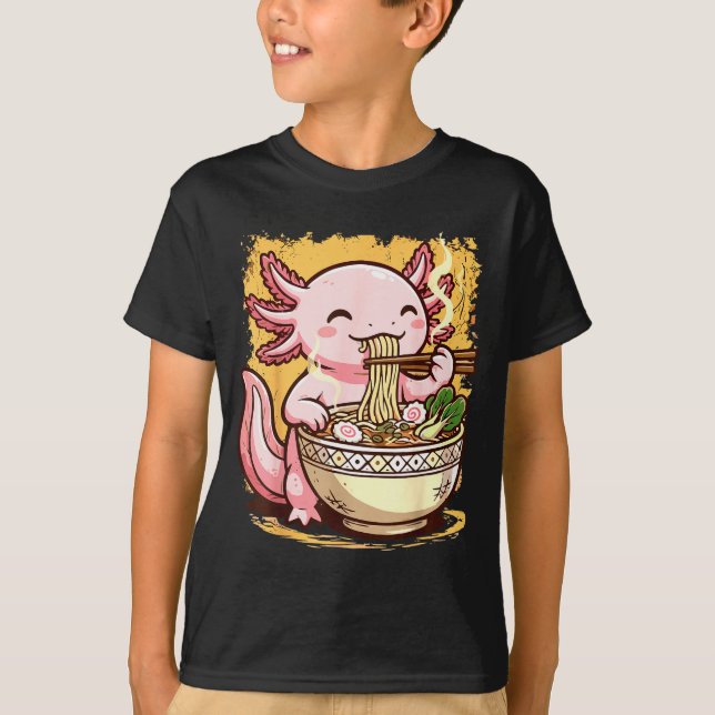 Camiseta Axolotl Eating Ramen Noodles  (Frente)