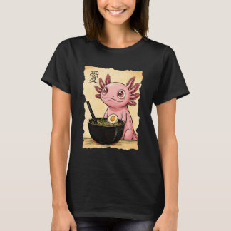 Camiseta Axolotl Eating Ramen Noodles Kawaii Anime Aestheti