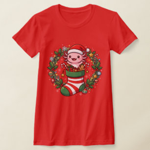 Camiseta Axolotl em Meias de Natal Papai Noel Luzes Natal