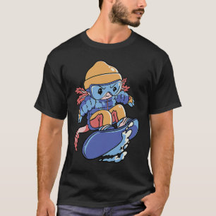 Camiseta Axolotl Esquiando Bonito Snowboard Axolotl Para Ki