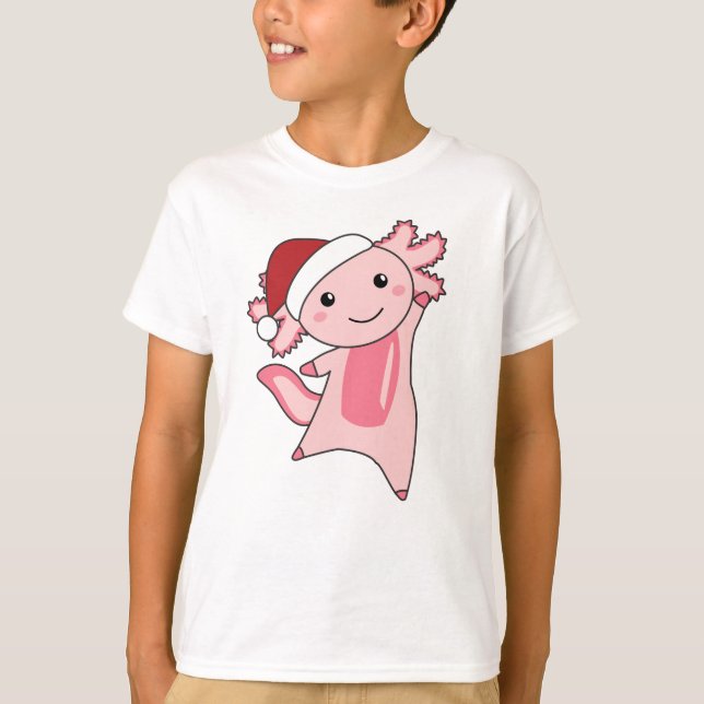 Camiseta Axolotl Felry Natal Animais de inverno Axolots (Frente)