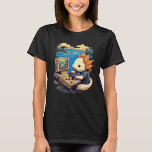 Camiseta Axolotl Fish Jogando Vídeo Jogo Jogador