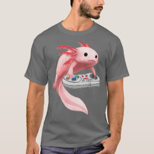 Camiseta Axolotl Fish Jogando Vídeo Jogo White Axolotl