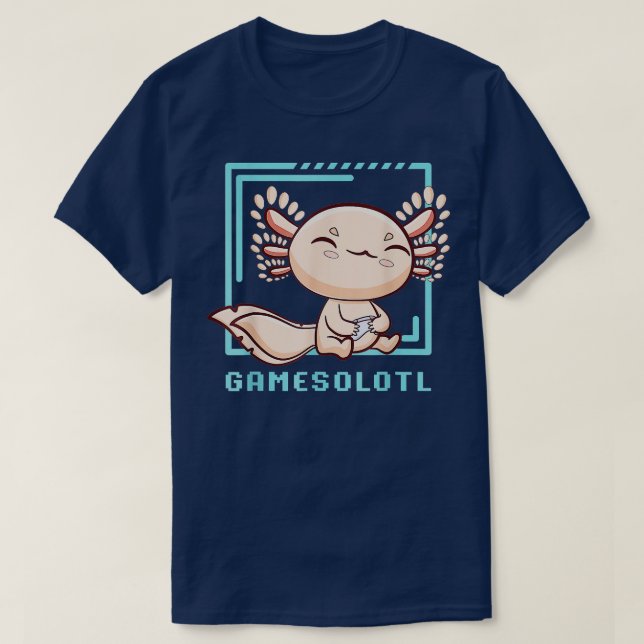 Camiseta Axolotl Fish Playing Videos games Lizard Gamesolot (Frente do Design)