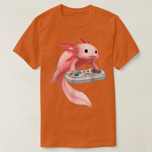 Camiseta Axolotl Fish Reproduzindo Vídeo Jogo TS Clássico (Frente do Design)