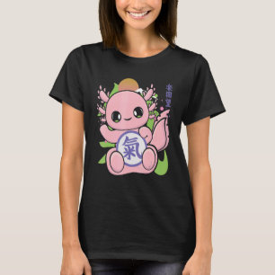 Camiseta Axolotl Fofo Com Kanji Espiritual E Cultura Japone