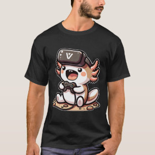 Camiseta Axolotl Gamer Engraçado Com Headset Vr