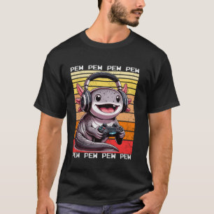 Camiseta Axolotl Gamer Pew Vídeos Engraçados de Jogos Vinta