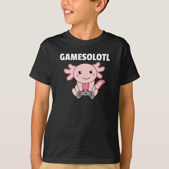 Camiseta Axolotl Gamesolotl Cute Animais Para Gamers (Frente)