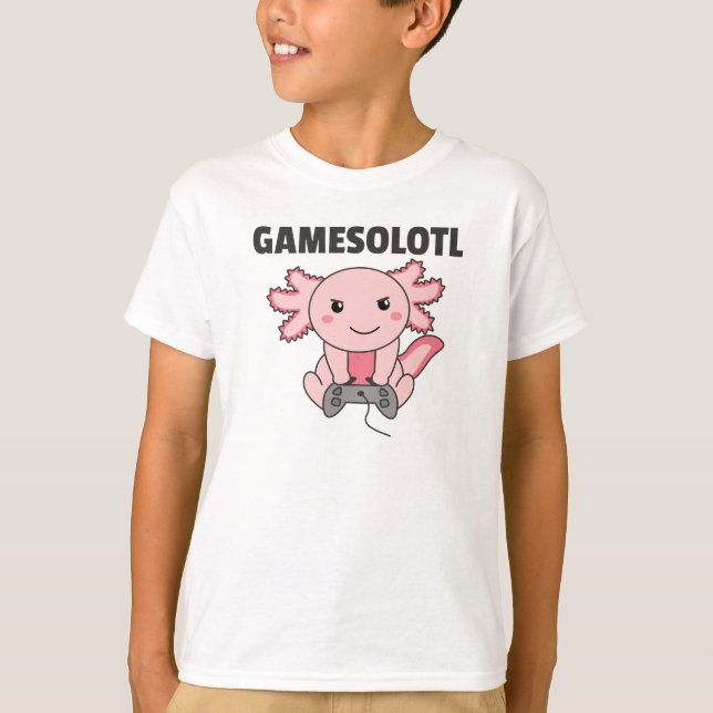 Camiseta Axolotl Gamesolotl Cute Animais Para Gamers (Frente)
