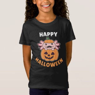 Camiseta Axolotl Happy Halloween Pumpkin Bat Costume