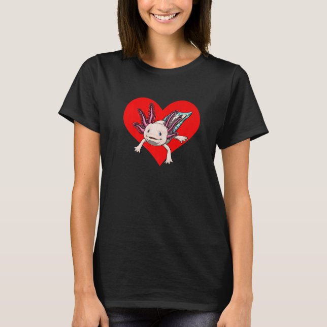 Camiseta Axolotl Heart Animal Women Mexicano Fish Amphibian (Frente)