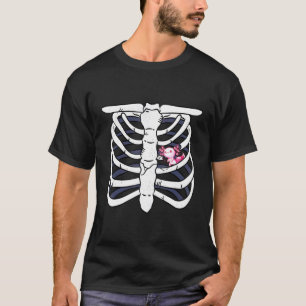 Camiseta Axolotl Heart Fan Skeleton Chest Costume Carneval