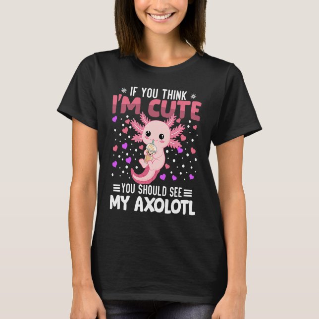Camiseta Axolotl Heart Valentine's Day Animal For Womens Ki (Frente)