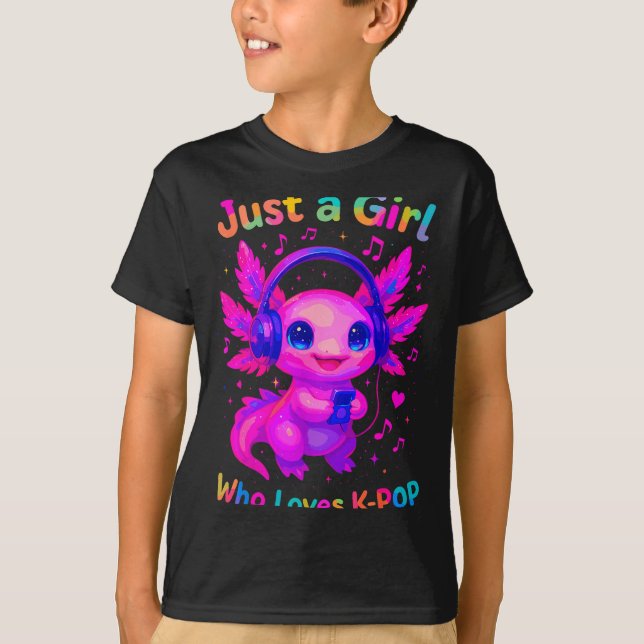 Camiseta Axolotl Just A Girl Who Loves K-p  (Frente)