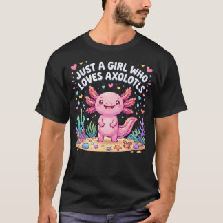 Camiseta Axolotl Kawaii Só Uma Garota Que Ama