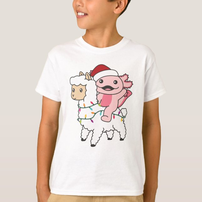 Camiseta Axolotl Llama Alpaca Animais de inverno (Frente)