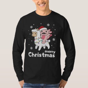 Camiseta Axolotl Llama Alpaca Feliz Animais de Natal