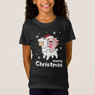 Camiseta Axolotl Llama Alpaca Feliz Animais de Natal