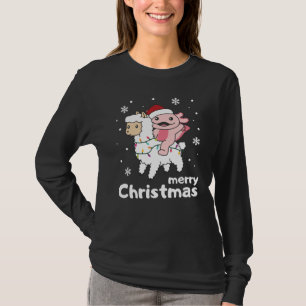 Camiseta Axolotl Llama Alpaca Feliz Animais de Natal